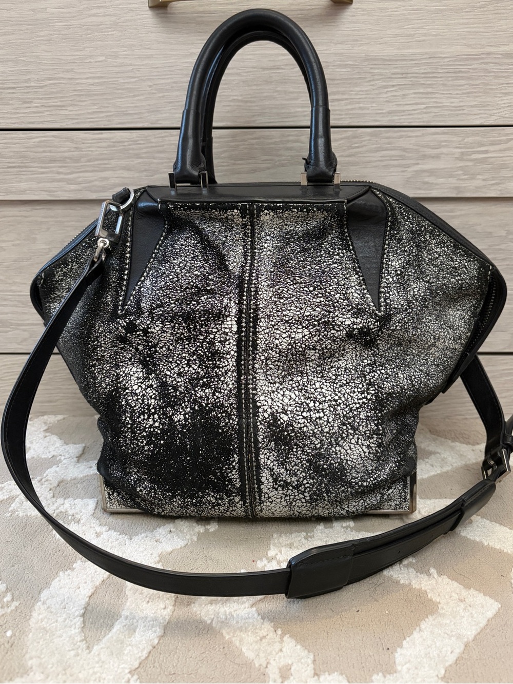 Alexander Wang Emile Black and White Leather Prisma Tote Bag